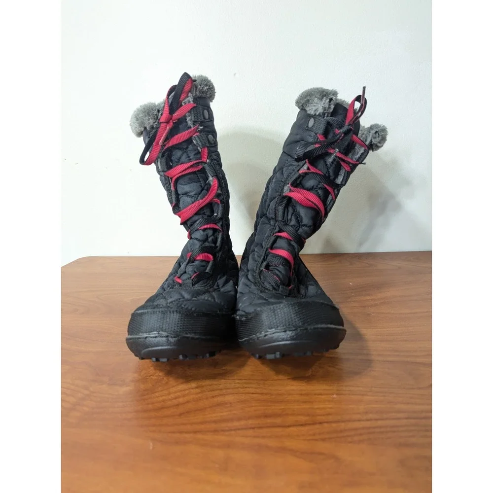 EUC Columbia Omni Grip Youth‎ Girls Minx Boots Black Pink Waterproof 6